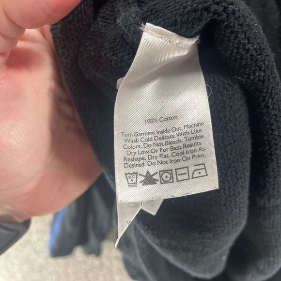 Eddie Bauer Sweater Adult XLT Black Blue Stripe Heavy Knit Pullover 1/4 Zip Mens - Picture 7 of 11